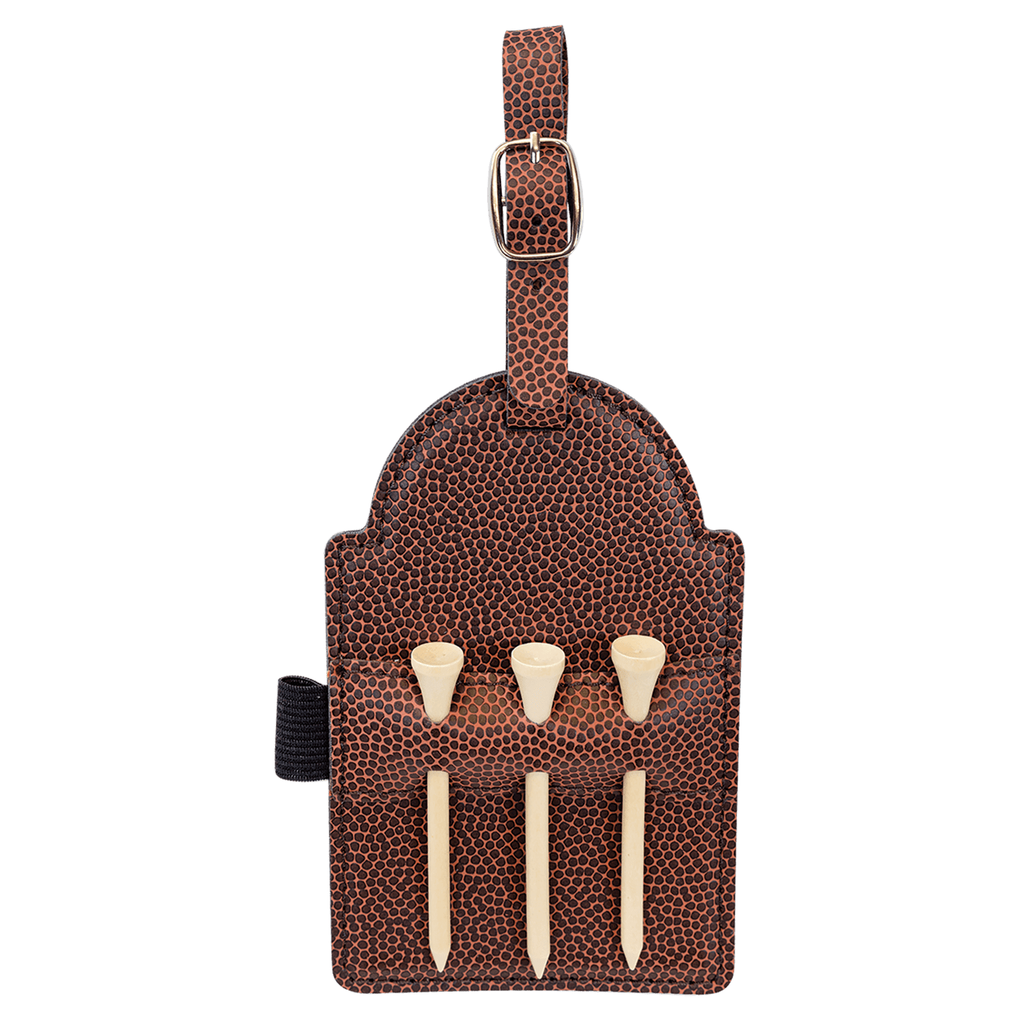 Football Engravable Leatherette Golf Bag Tag with 3 Wooden Tees - 5" x 3 1/4"