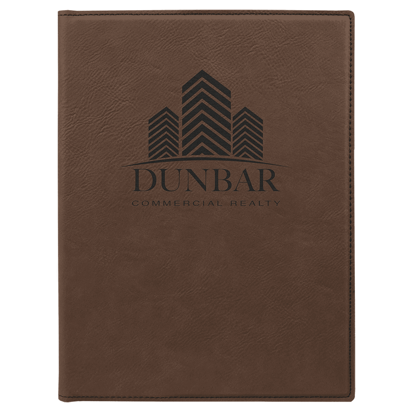 7" x 9" Dark Brown Laserable Leatherette Small Portfolio with Notepad