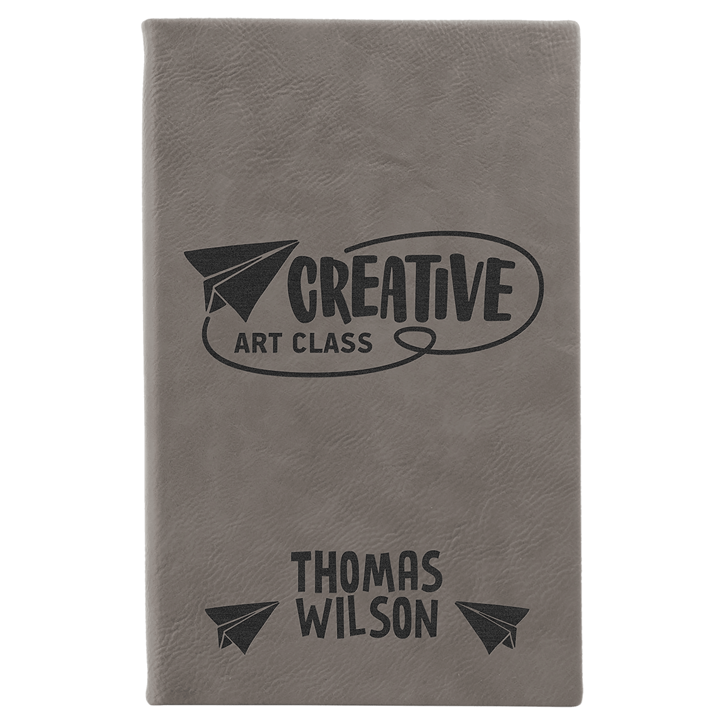 5 1/4" x 8 1/4" Gray Laserable Leatherette Sketch Book with Unlined Notepad