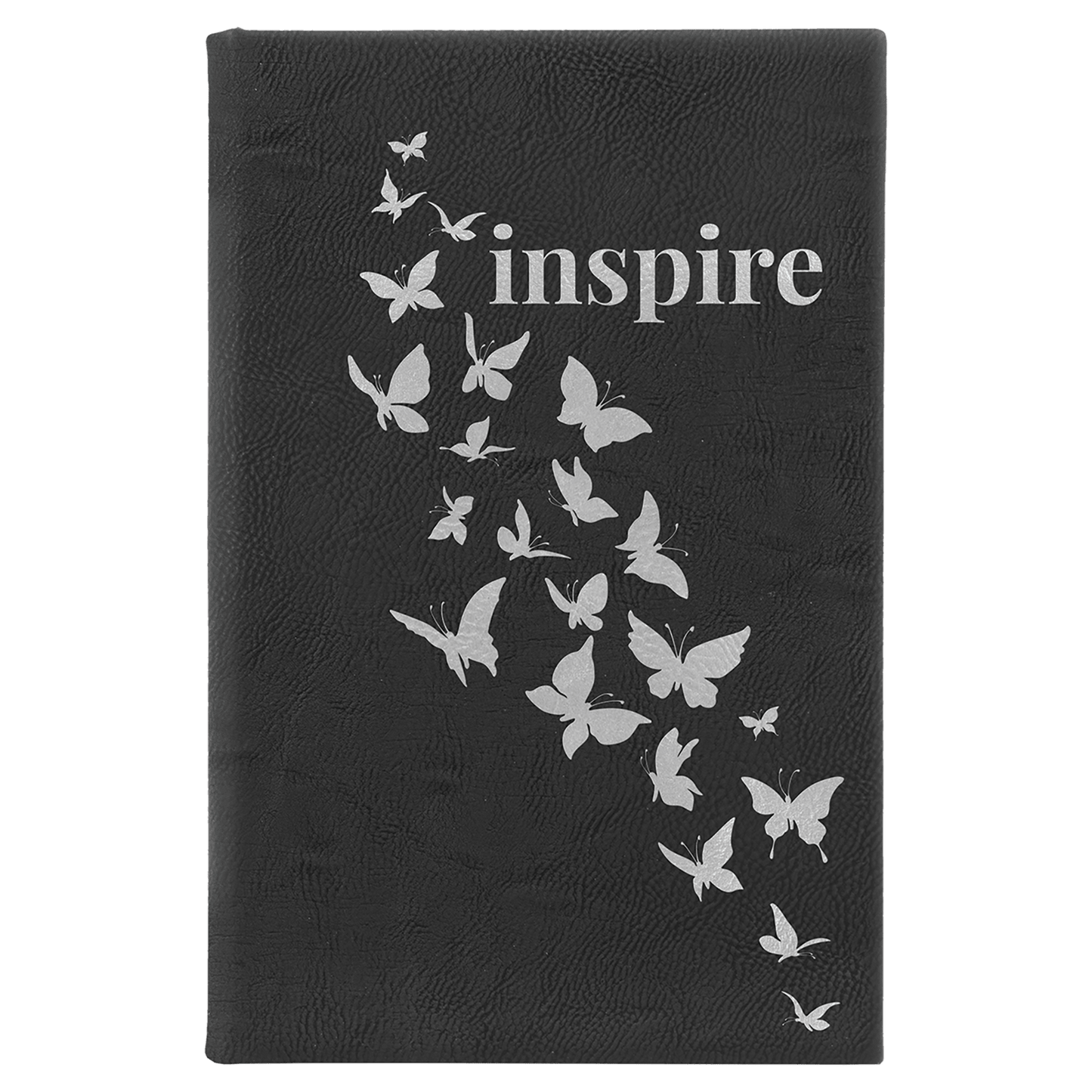5 1/4" x 8 1/4" Black/Silver Laserable Leatherette Sketch Book with Unlined Notepad
