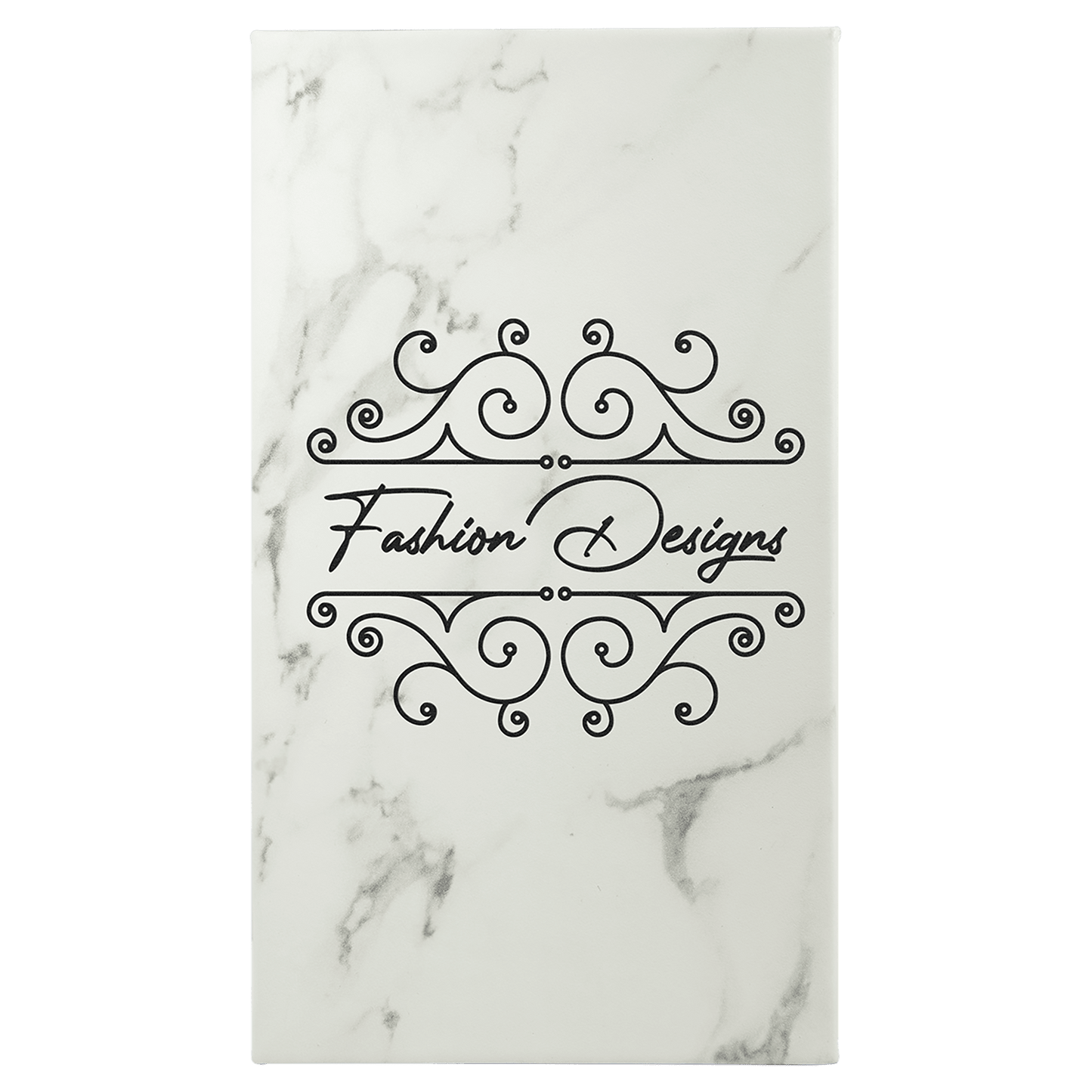 White Marble Engravable Leatherette Sketch Book with Unlined Notepad - 5 1/4" x 8 1/4"