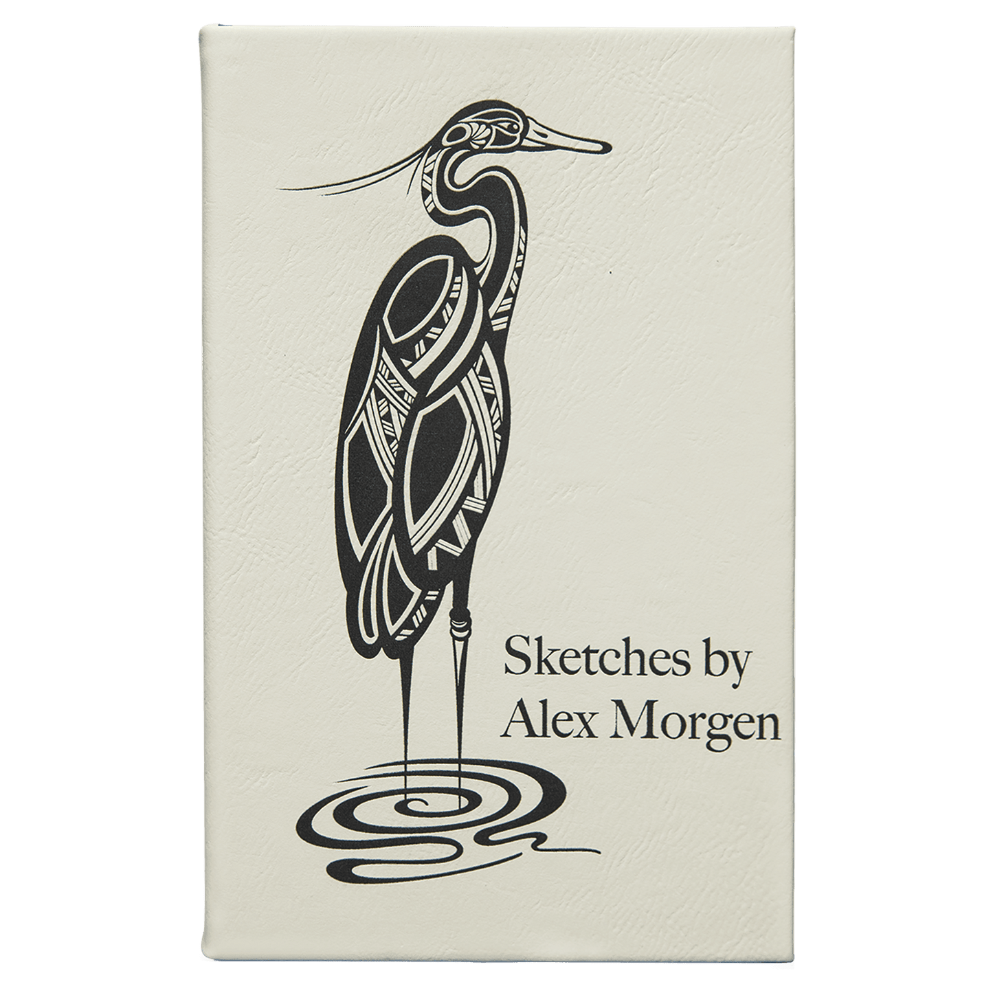 White Engravable Leatherette Sketch Book with Unlined Notepad - 5 1/4" x 8 1/4"