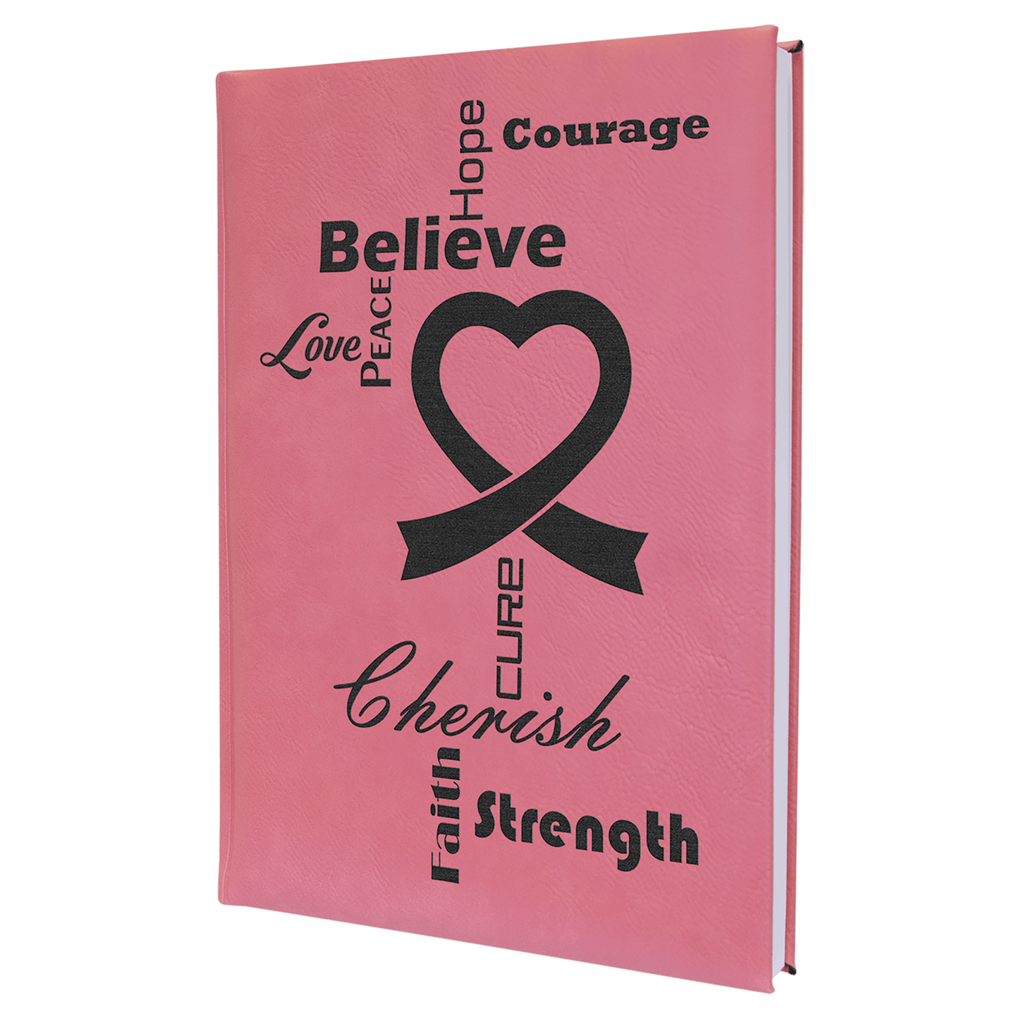 Pink Engravable Leatherette Journal with Lined Notepad - 7" x 9 3/4"