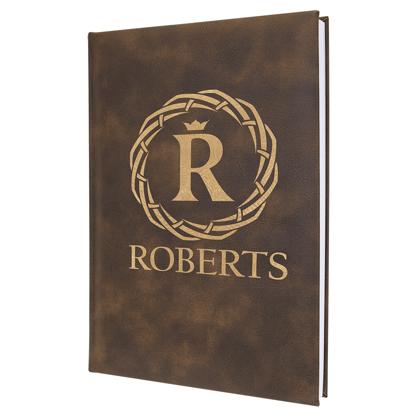 Rustic/Gold Engravable Leatherette Journal with Lined Notepad - 7" x 9 3/4"