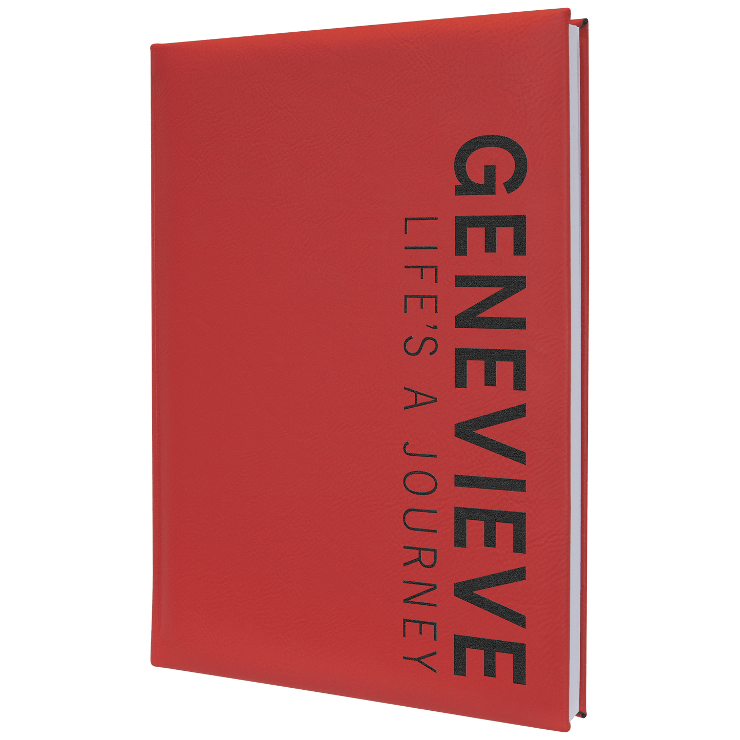 Red Engravable Leatherette Journal with Lined Notepad - 7" x 9 3/4"