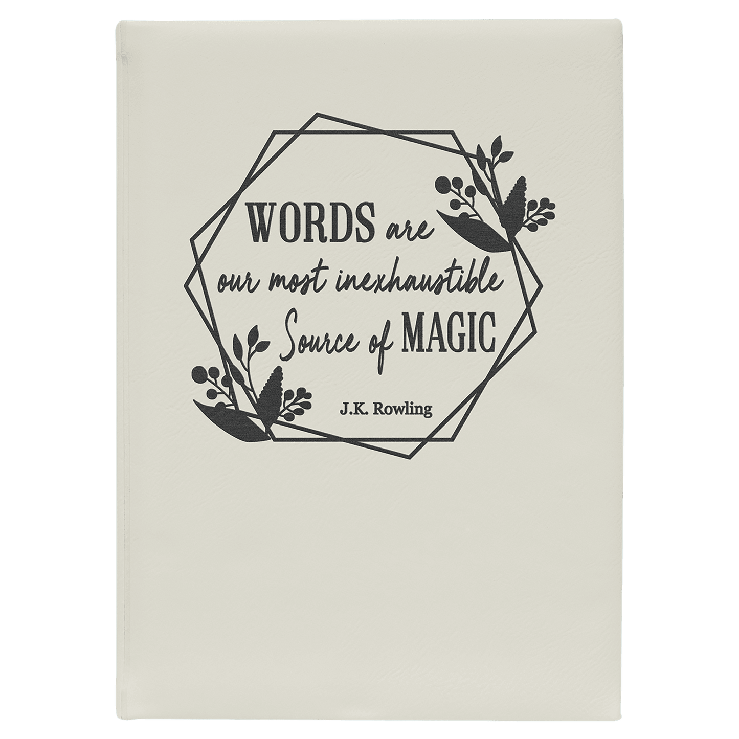 White/Black Engravable Leatherette Journal with Lined Notepad - 7" x 9 3/4"