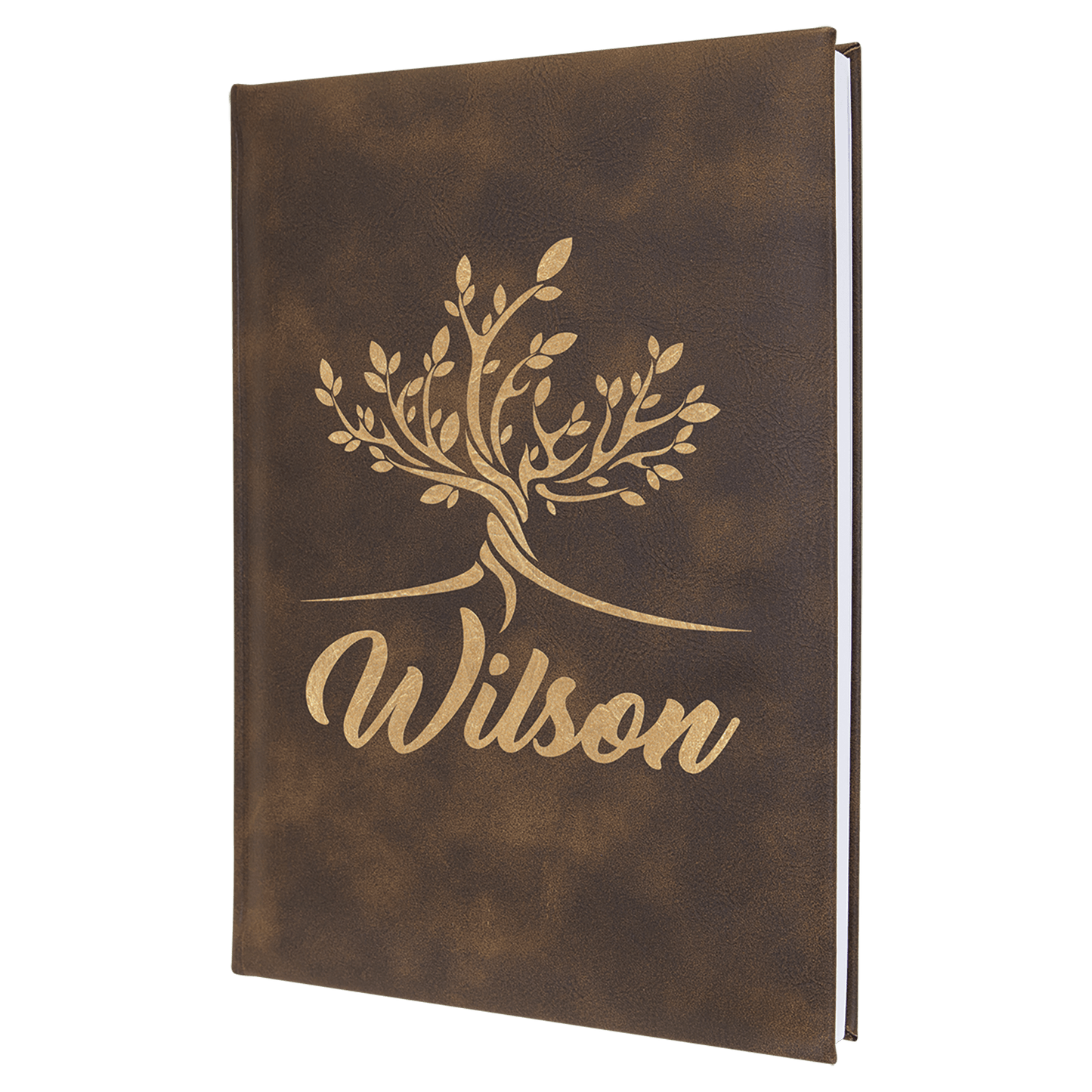 Rustic/Gold Engravable Leatherette Sketch Book with Unlined Note pad - 7" x 9 3/4"