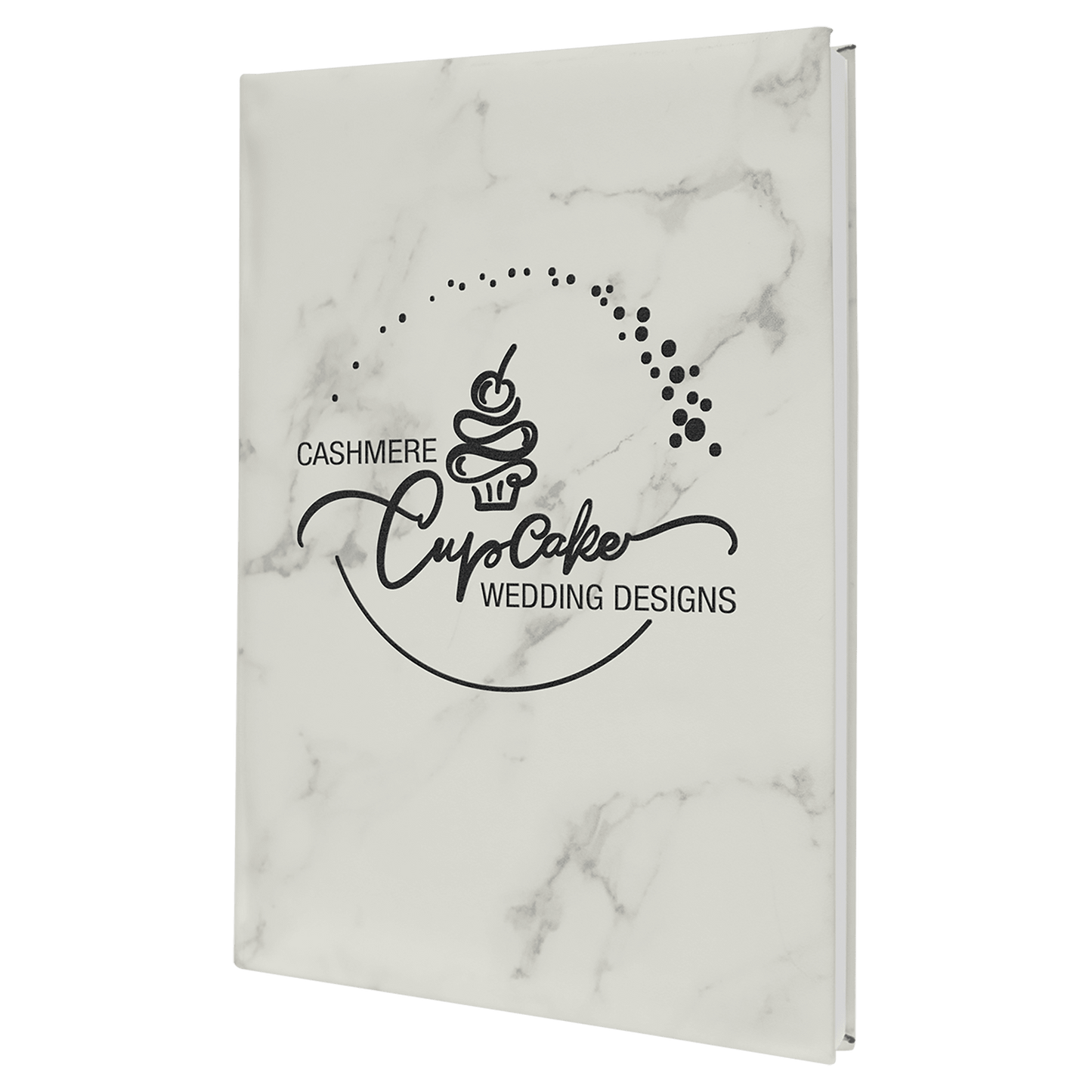 White Marble Engravable Leatherette Sketch Book with Unlined Notepad - 7" x 9 3/4"