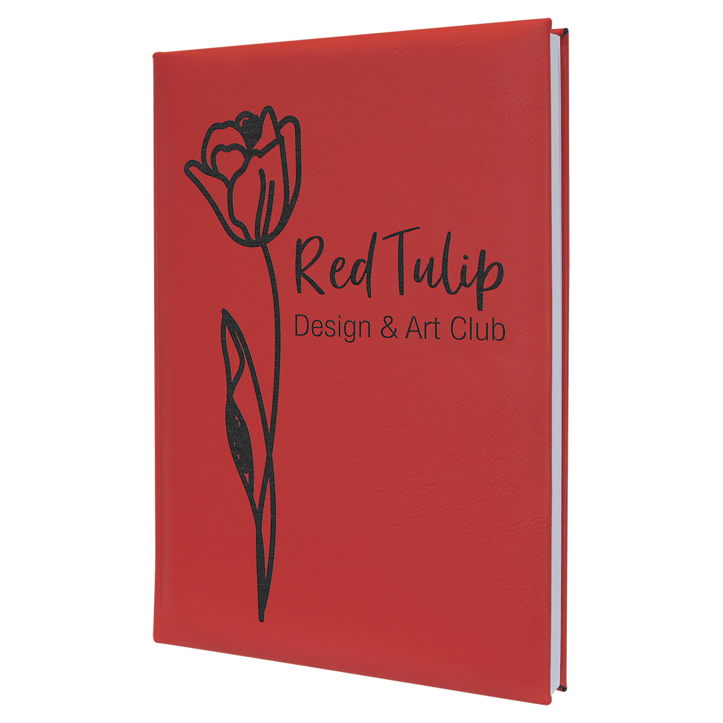 Red Engravable Leatherette Sketch Book with Unlined Notepad - 7" x 9 3/4"