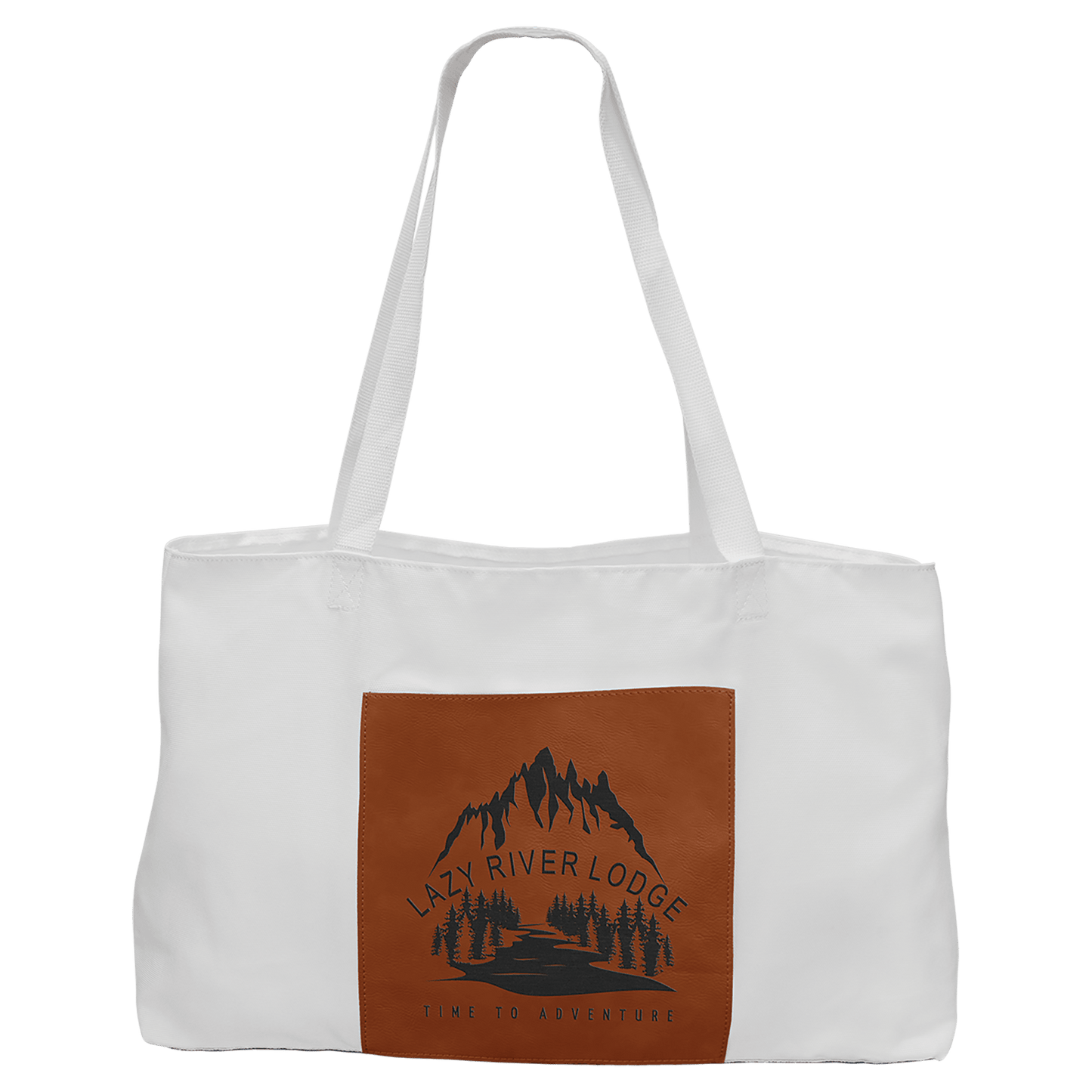 White Bag with 5" Rawhide Engravable Leatherette Gusset - 19" x 12"