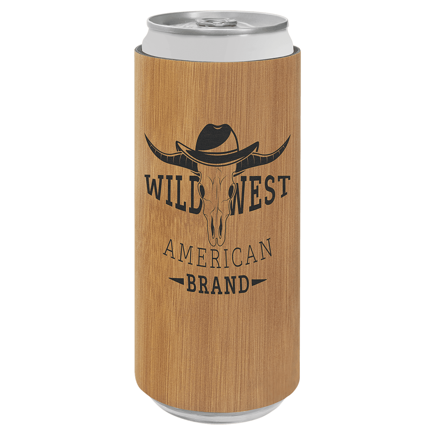 Bamboo Engravable Leatherette Slim Beverage Holder