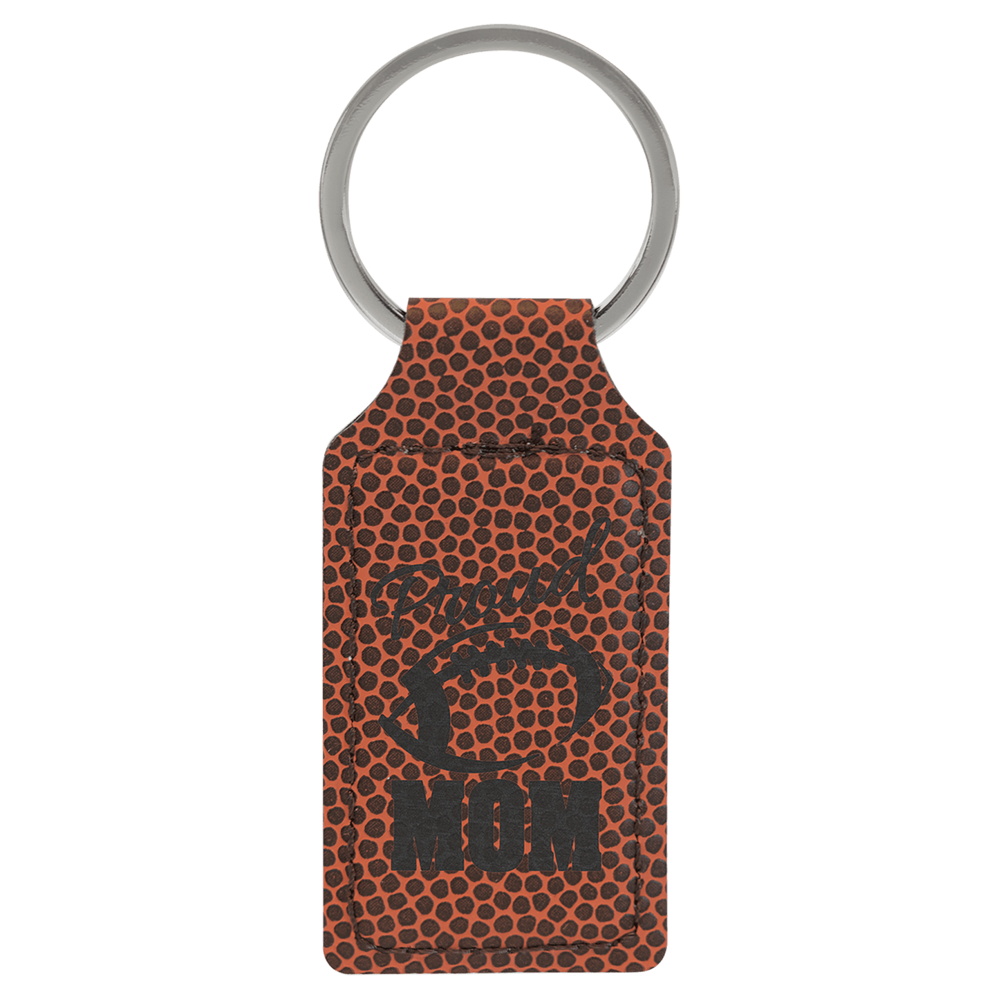 2 3/4" x 1 1/4" Football Laserable Leatherette Rectangle Keychain
