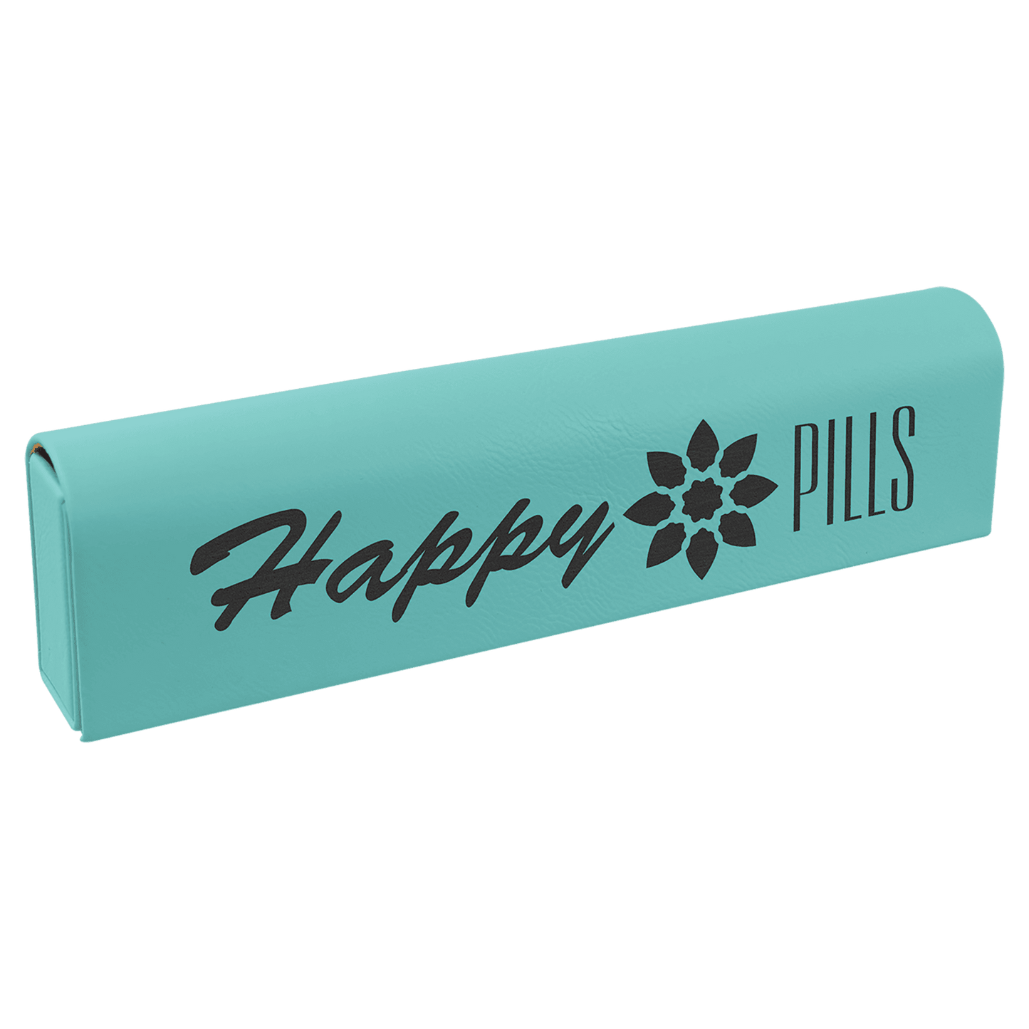 Teal Engravable Leatherette Pill Box - 9 3/4" x 2 1/2"