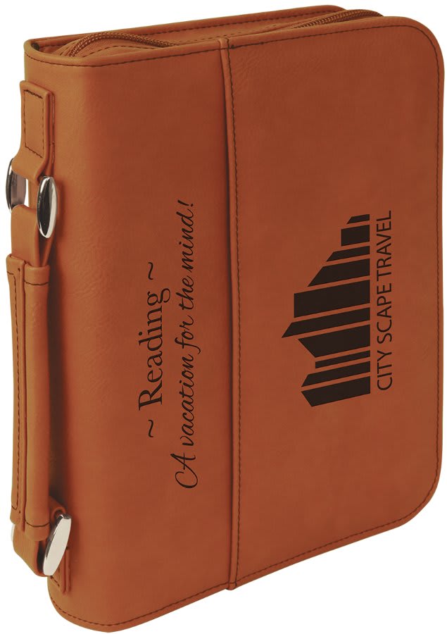 Rawhide Leatherette Book/Bible Cover with Handle & Zipper - 6 3/4" x 9 1/4"