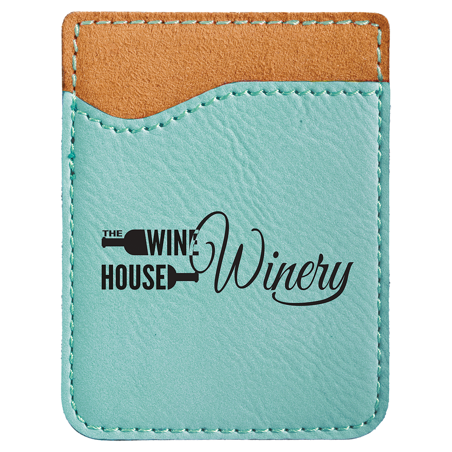 Teal Engravable Leatherette Phone Wallet