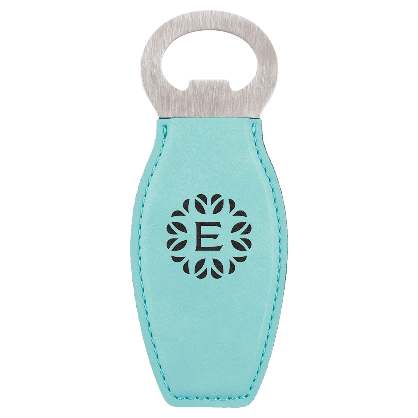 Teal Engravable Leatherette Bottle Opener with Magnet