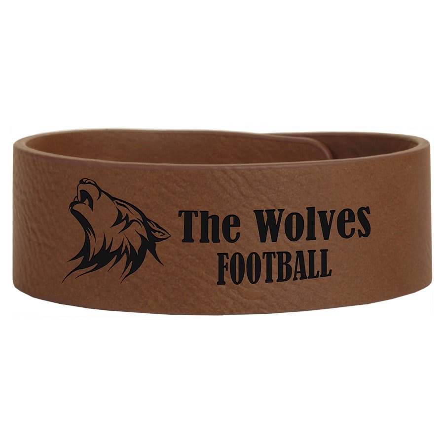 Dark Brown Engravable Leatherette Cuff Bracelet - 9 1/2" x 1"