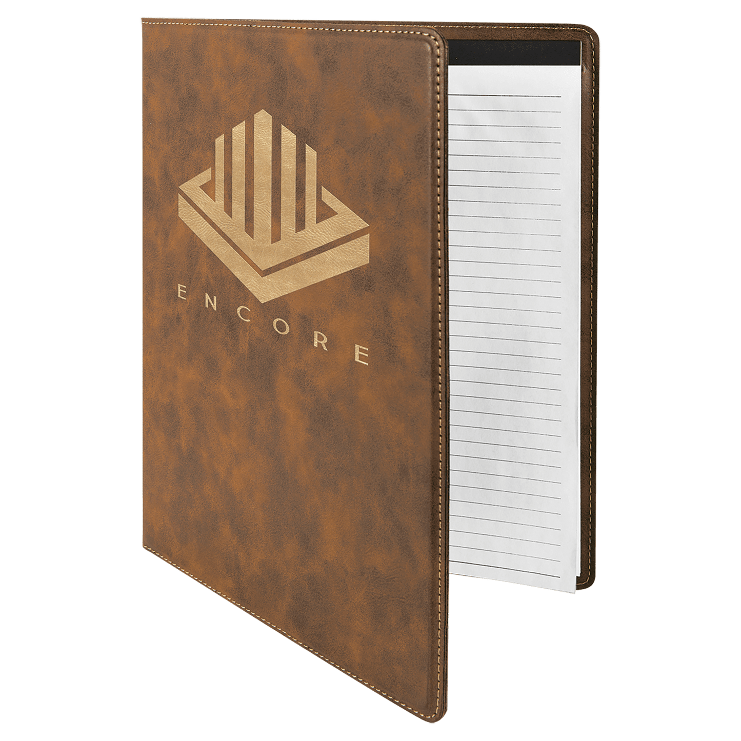 Rustic/Gold Engravable Leatherette Portfolio with Notepad - 9 1/2" x 12"