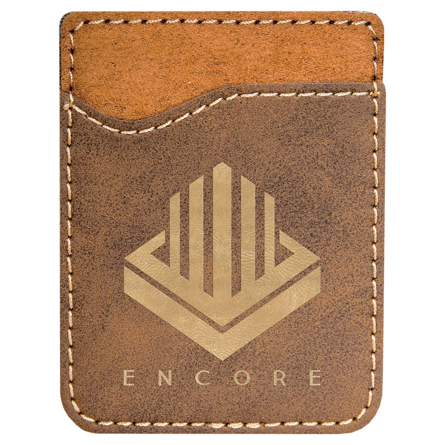 Rustic/Gold Engravable Leatherette Phone Wallet