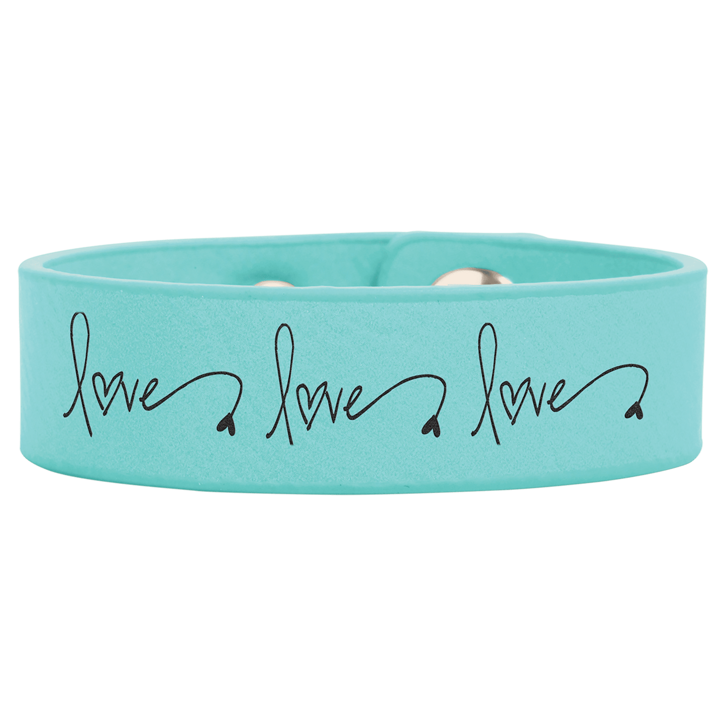 Teal Engravable Leatherette Youth Cuff Bracelet - 8 1/2" x 3/4"