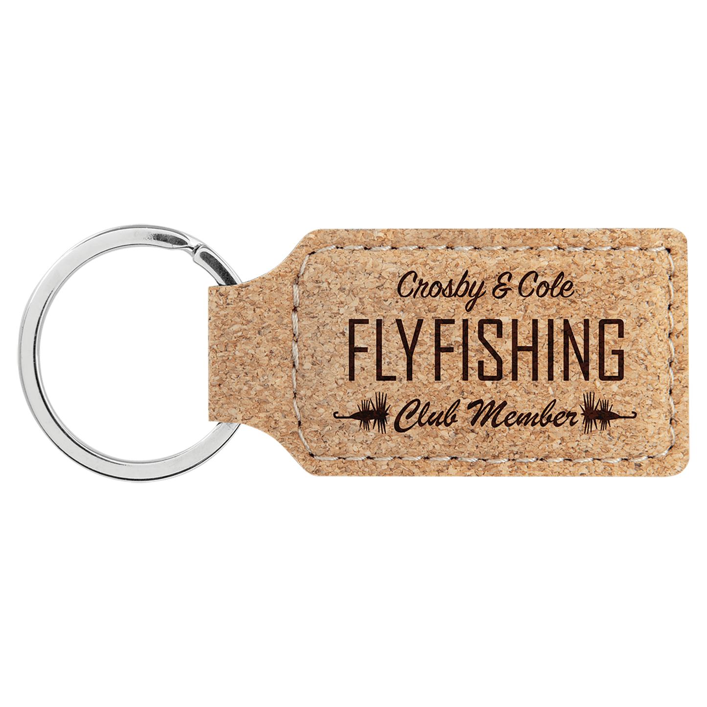 Cork Rectangle Keychain - 2 3/4" x 1 1/4"