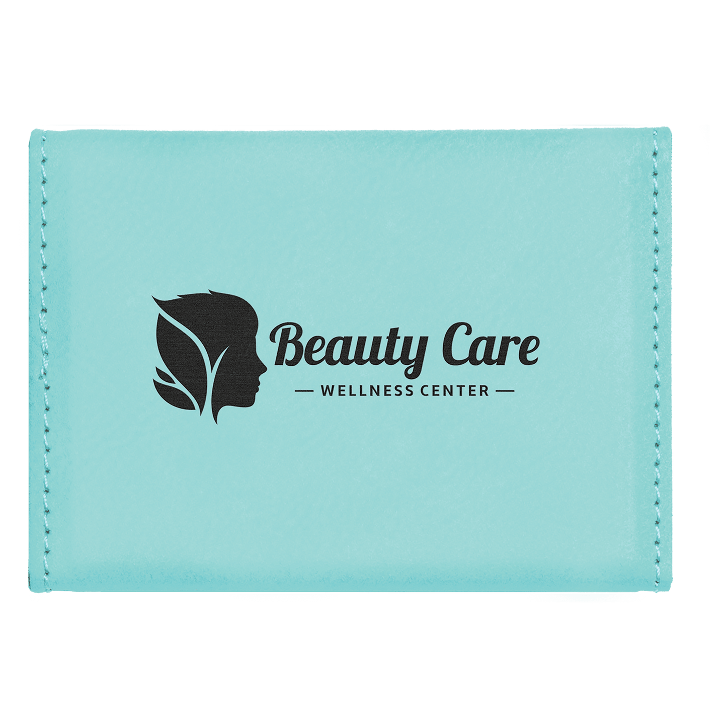 Teal Engravable Leatherette Hard Business Card Holder - 3 3/4" x 2 3/4"