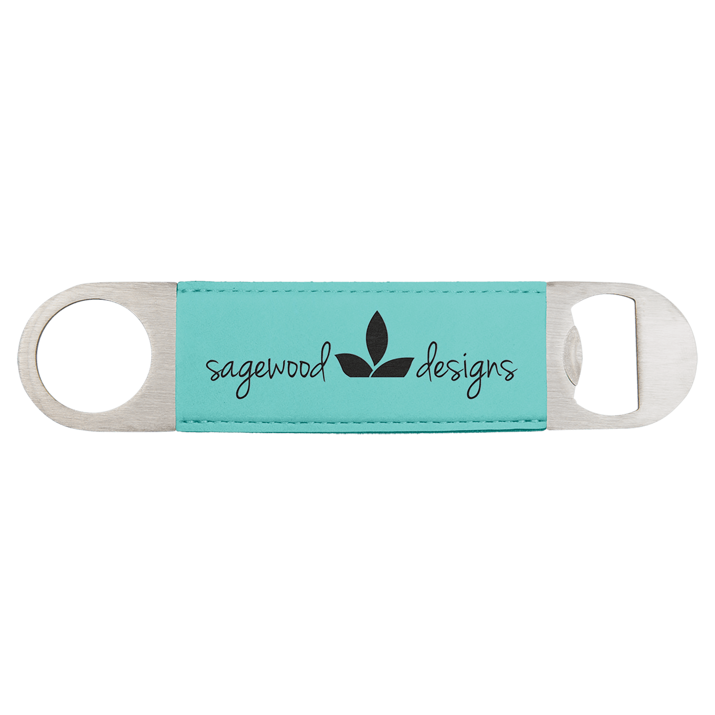 Teal Engravable Leatherette Bottle Opener - 1 1/2" x 7"
