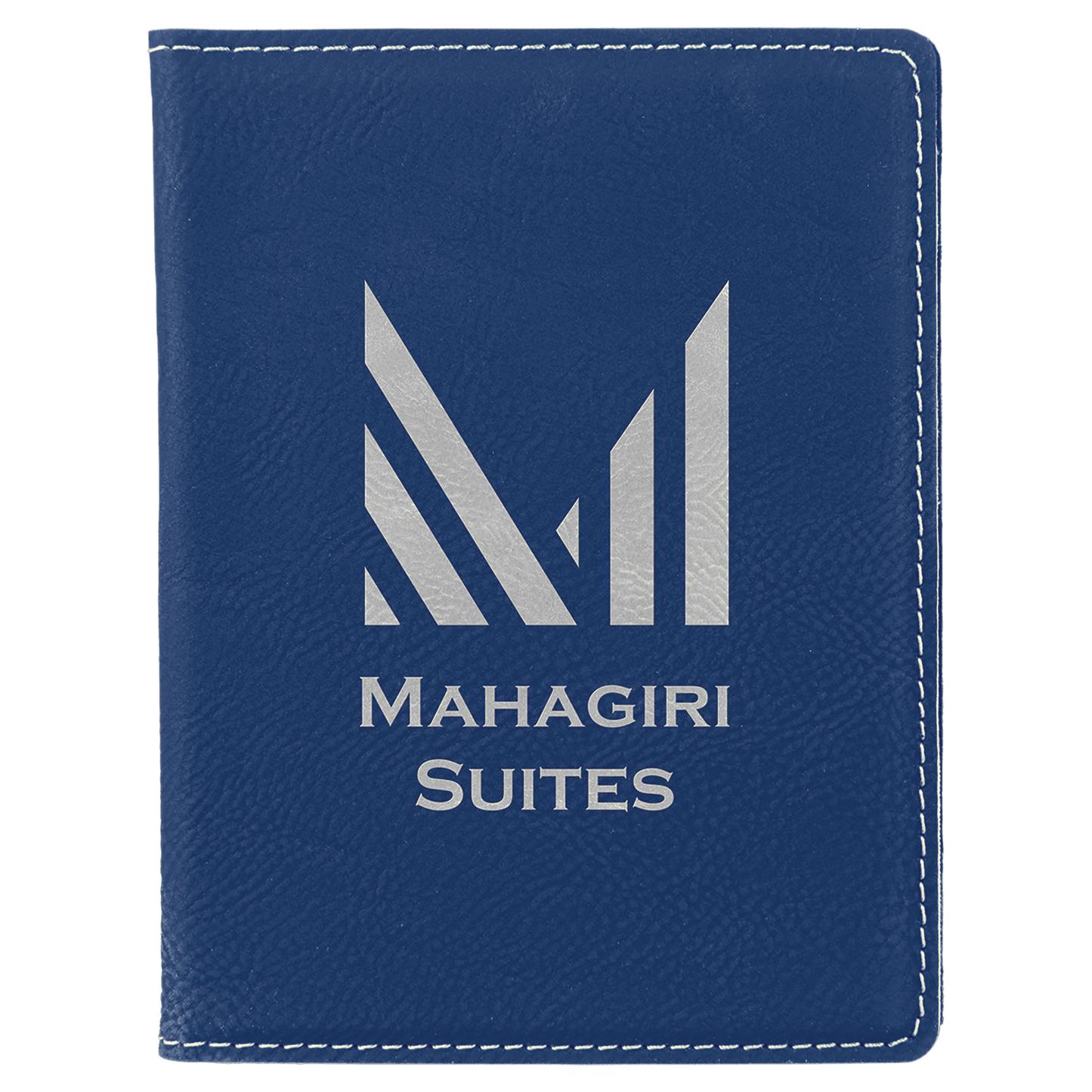 4 1/4" x 5 1/2" Blue/Silver Laserable Leatherette Passport Holder