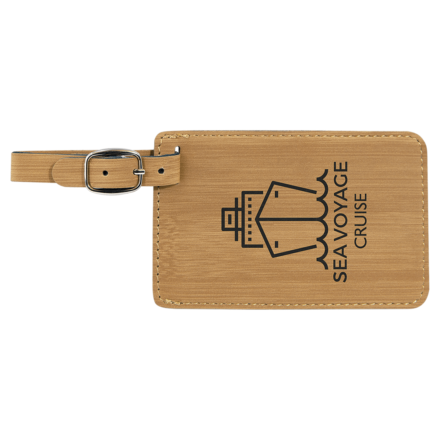 Bamboo Engravable Leatherette Luggage Tag - 4 1/4" x 2 3/4"