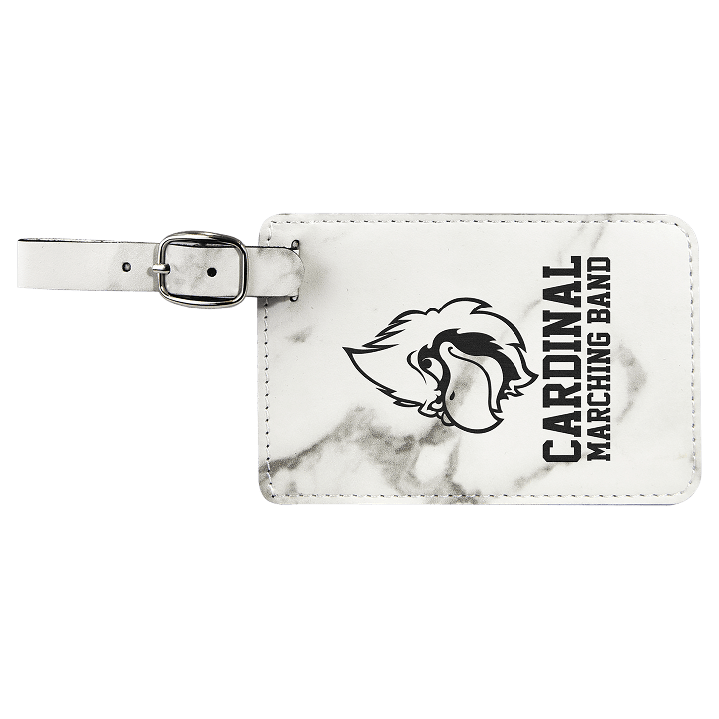 White Marble Engravable Leatherette Luggage Tag - 4 1/4" x 2 3/4"
