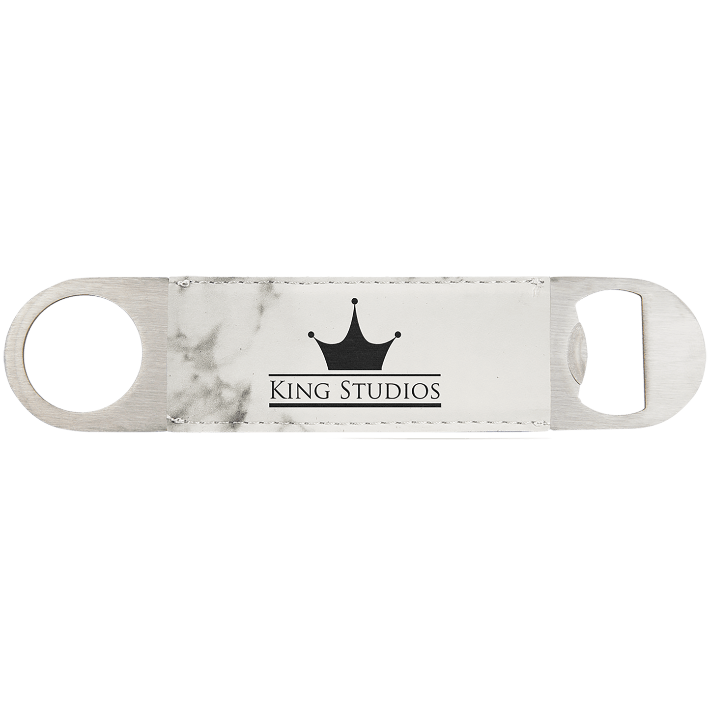 White Marble Engravable Leatherette Bottle Opener - 1 1/2" x 7"