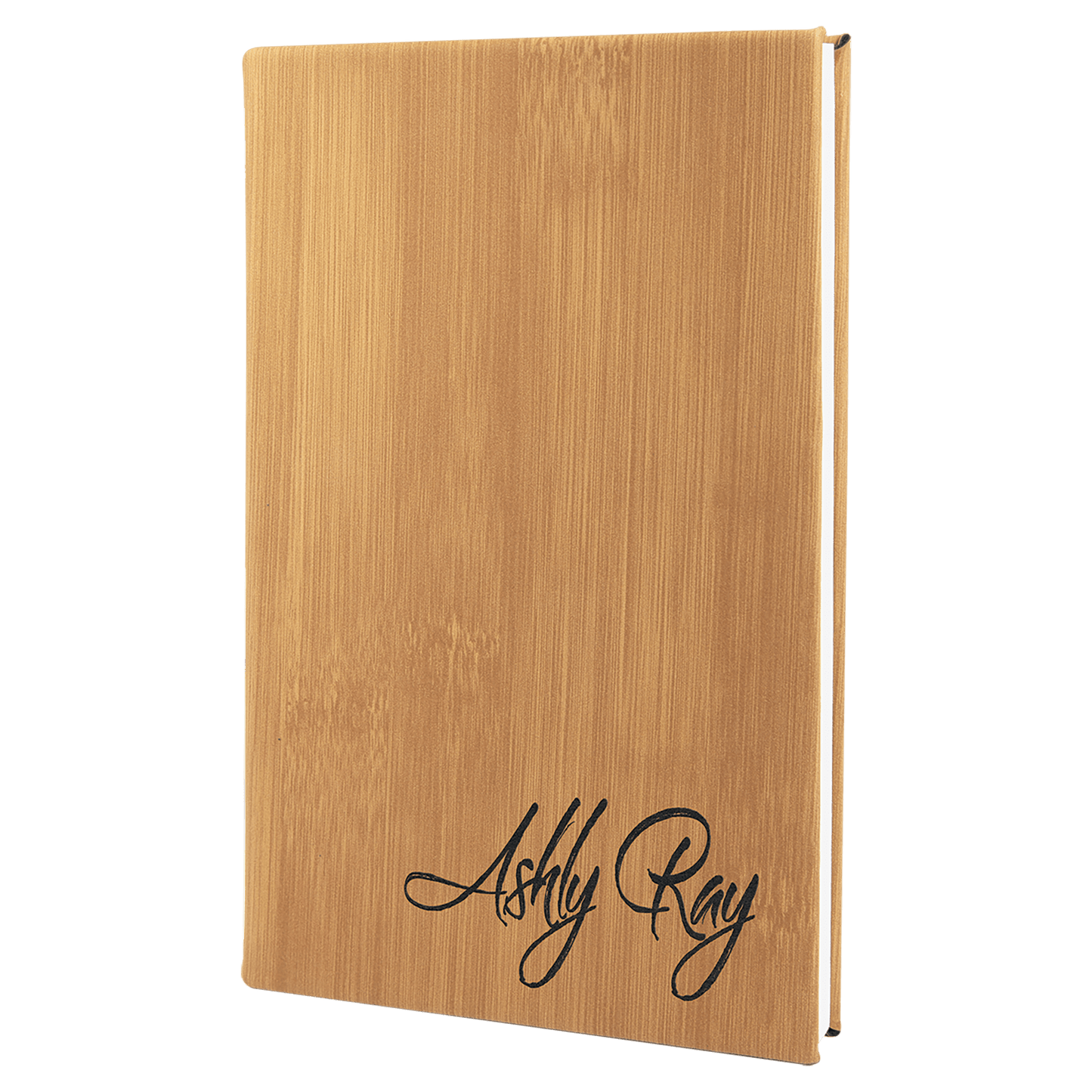 Bamboo Engravable Leatherette Journal with Lined Notepad - 5 1/4" x 8 1/4"