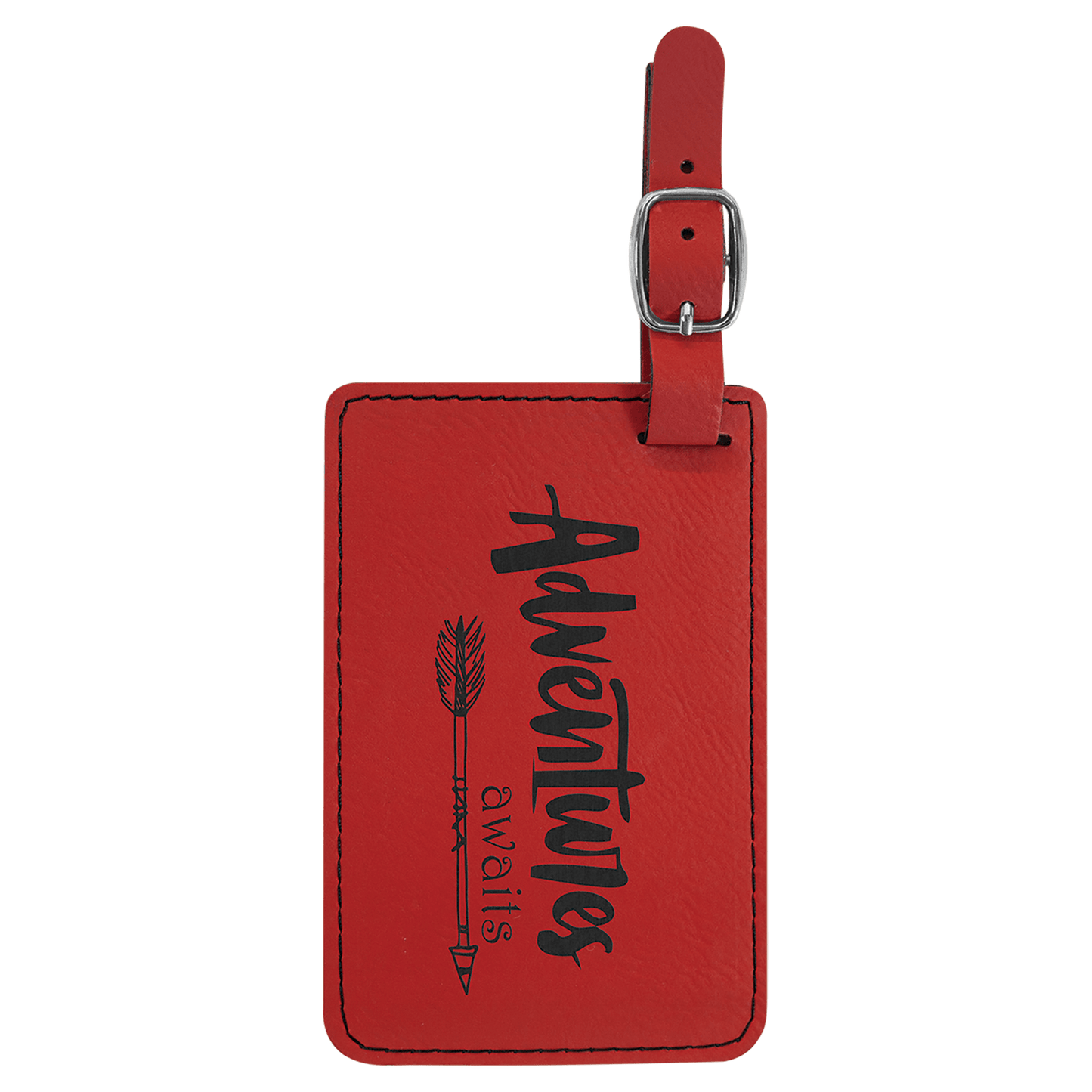 Red Engravable Leatherette Luggage Tag - 4 1/4" x 2 3/4"