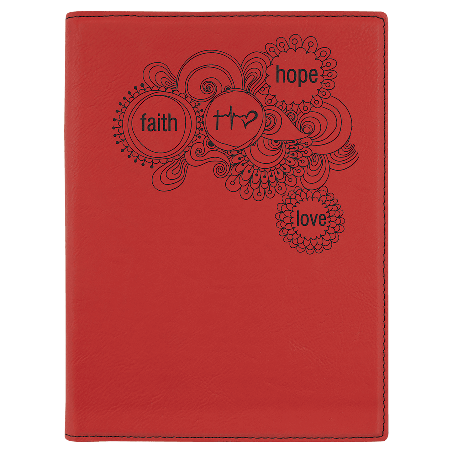 Red Engravable Leatherette Small Portfolio with Notepad - 7" x 9"