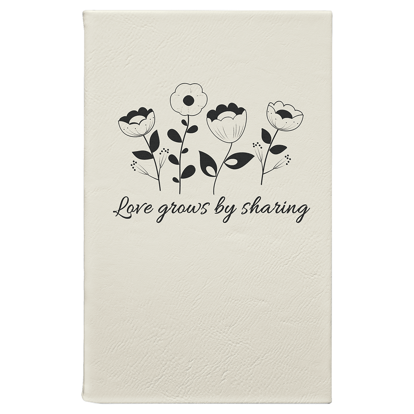 White/Black Engravable Leatherette Journal with Lined Notepad - 5 1/4" x 8 1/4"