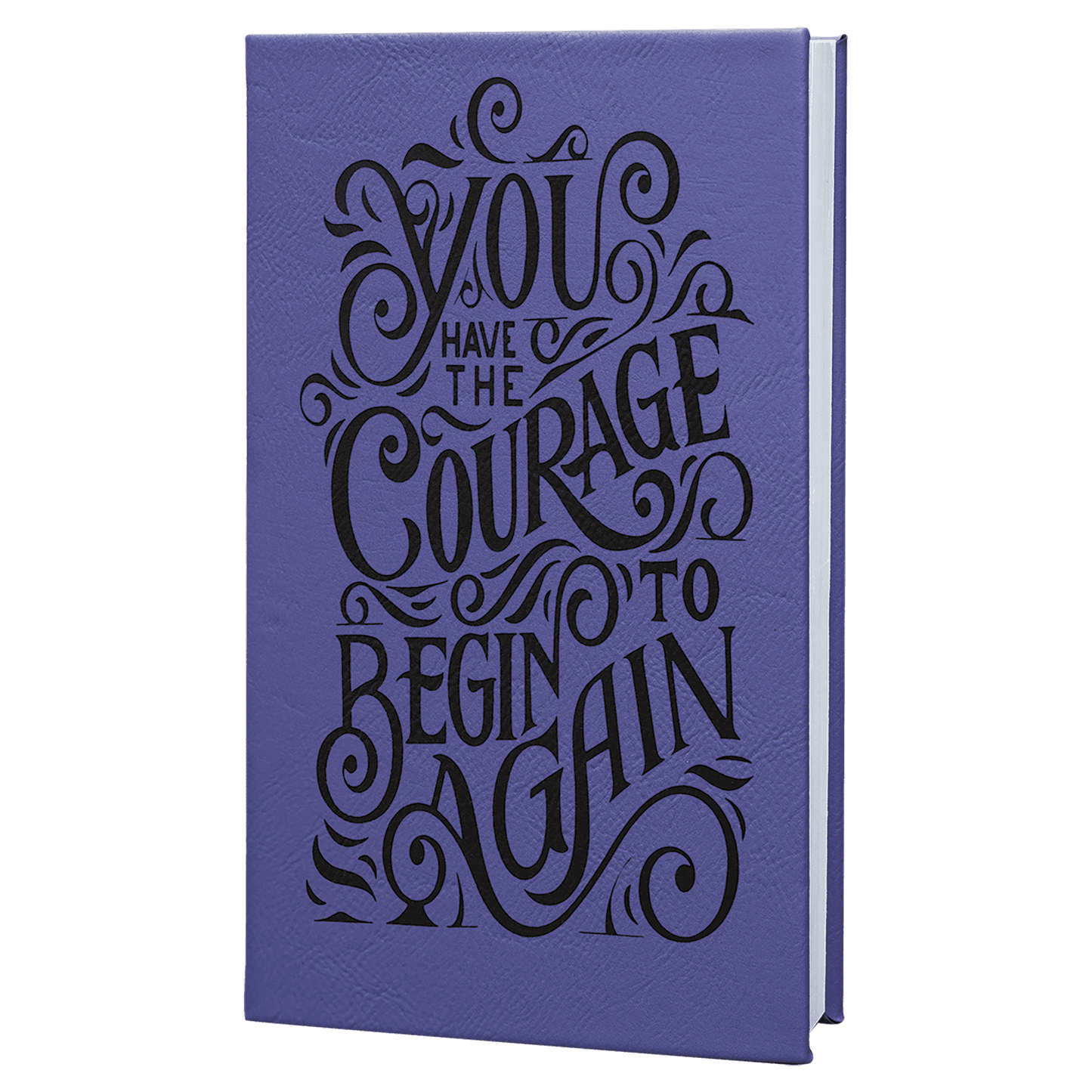 Purple/Black Engravable Leatherette Journal with Lined Notepad - 5 1/4" x 8 1/4"