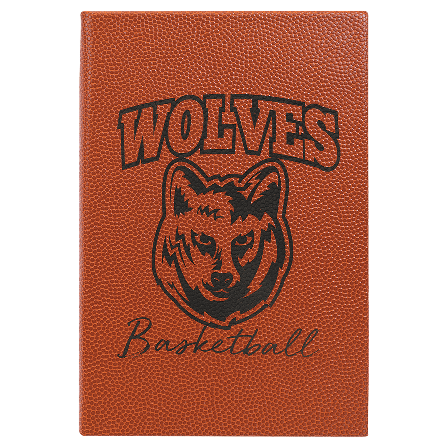 Basketball Engravable Leatherette Journal with Lined Notepad - 5 1/4" x 8 1/4"