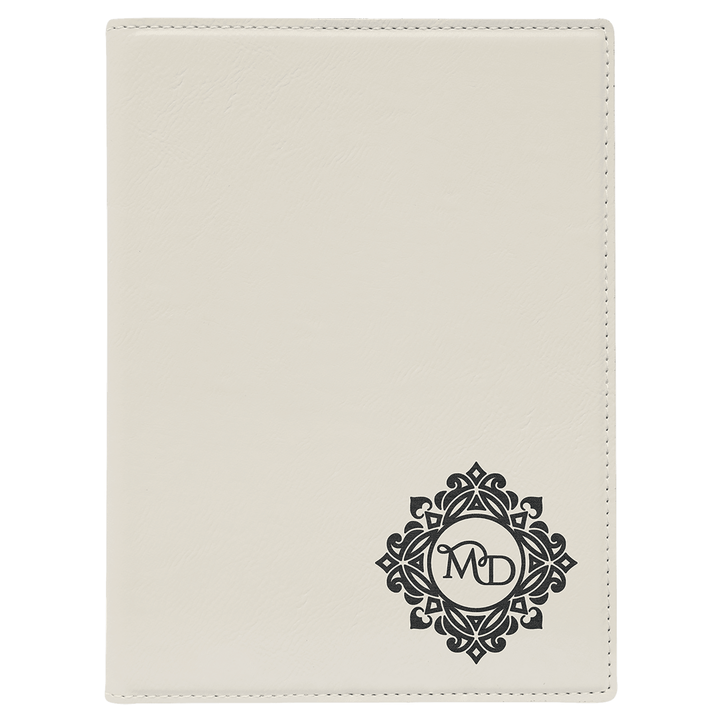 White Engravable Leatherette Small Portfolio with Notepad - 7" x 9"