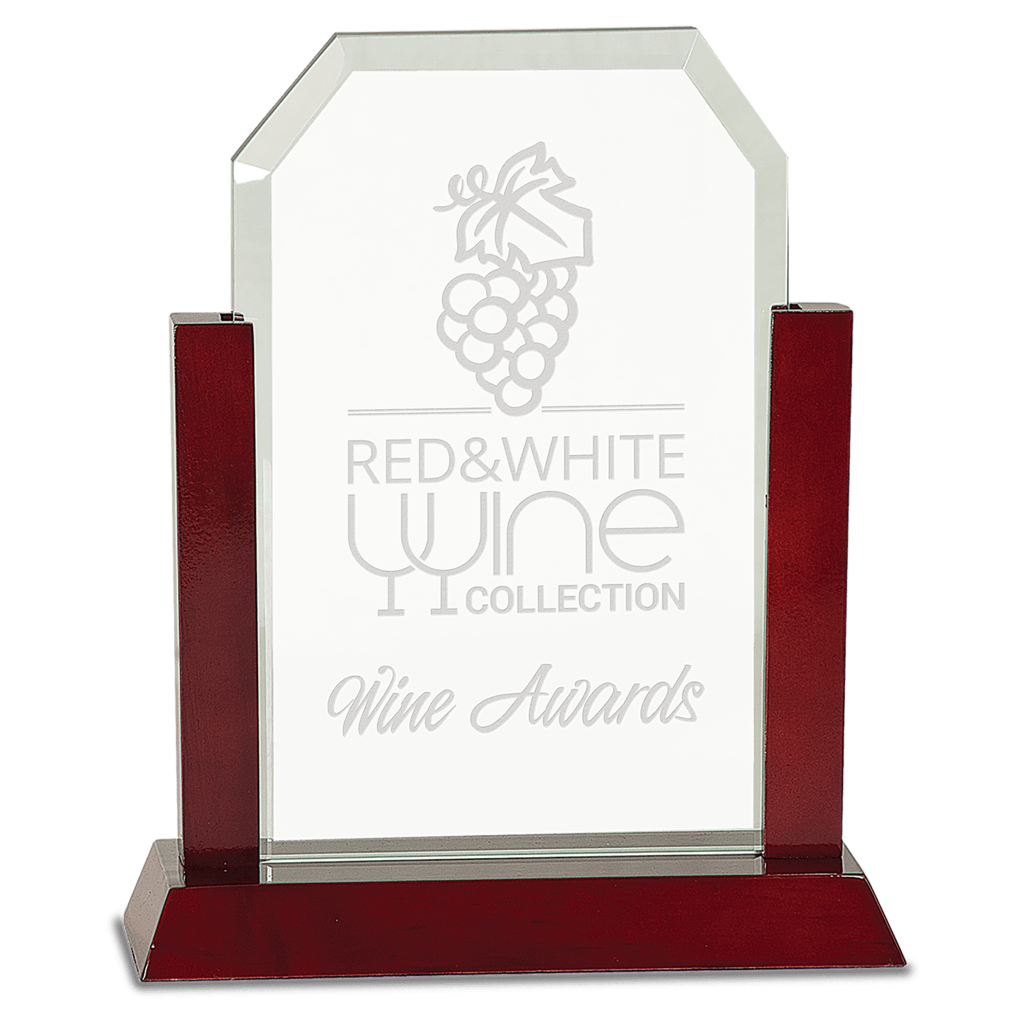 9" Gateway Jade Clip Corner Glass Award with Rosewood Finish Base