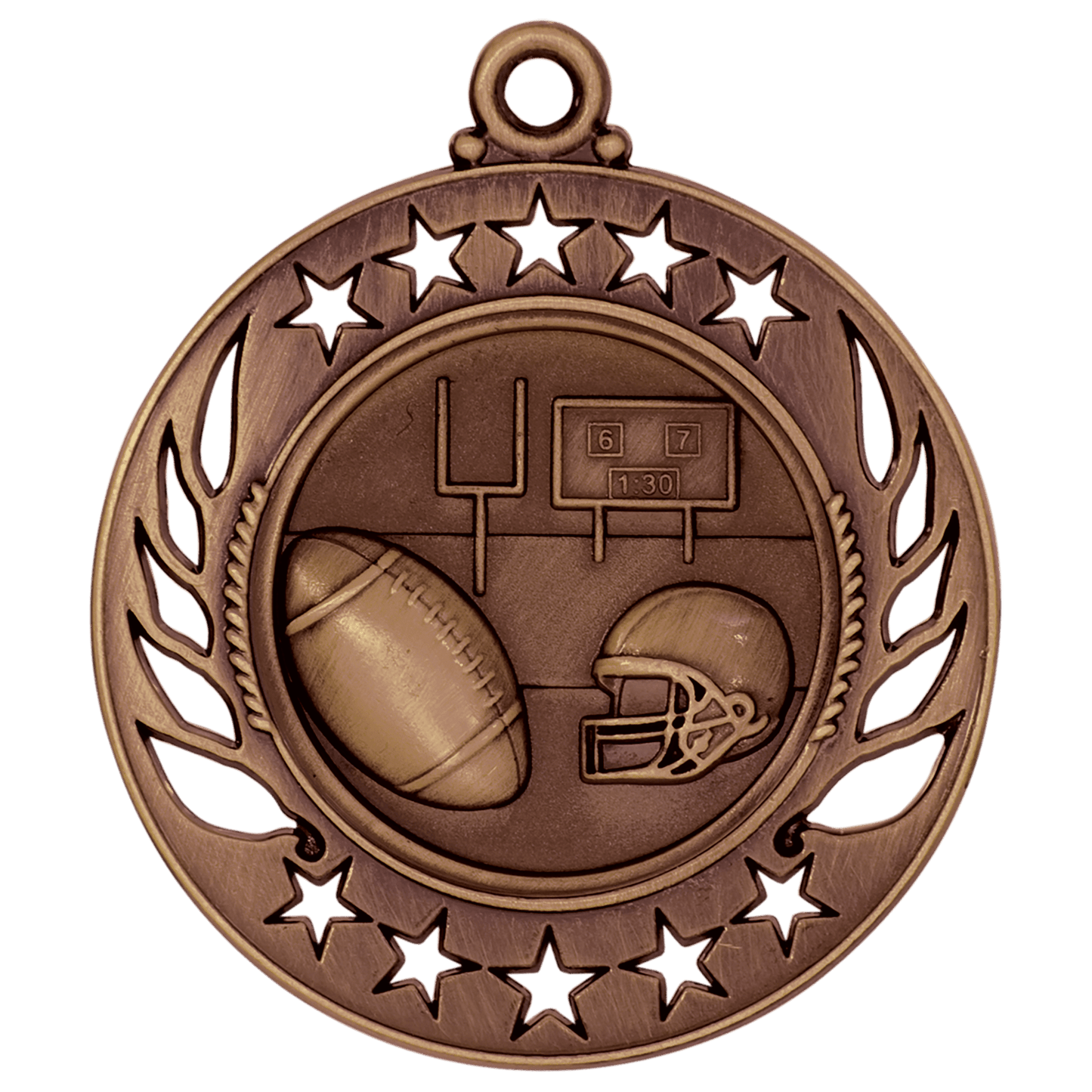 Antique Bronze Football Galaxy Medal - 2 1/4"
