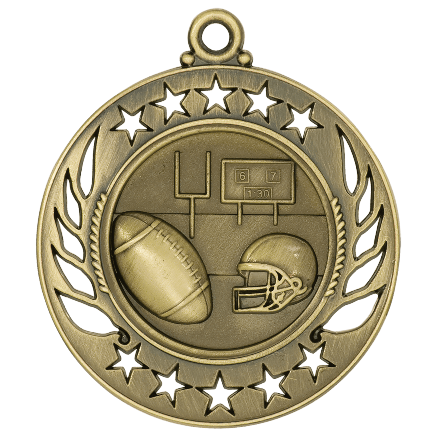 Antique Gold Football Galaxy Medal - 2 1/4"