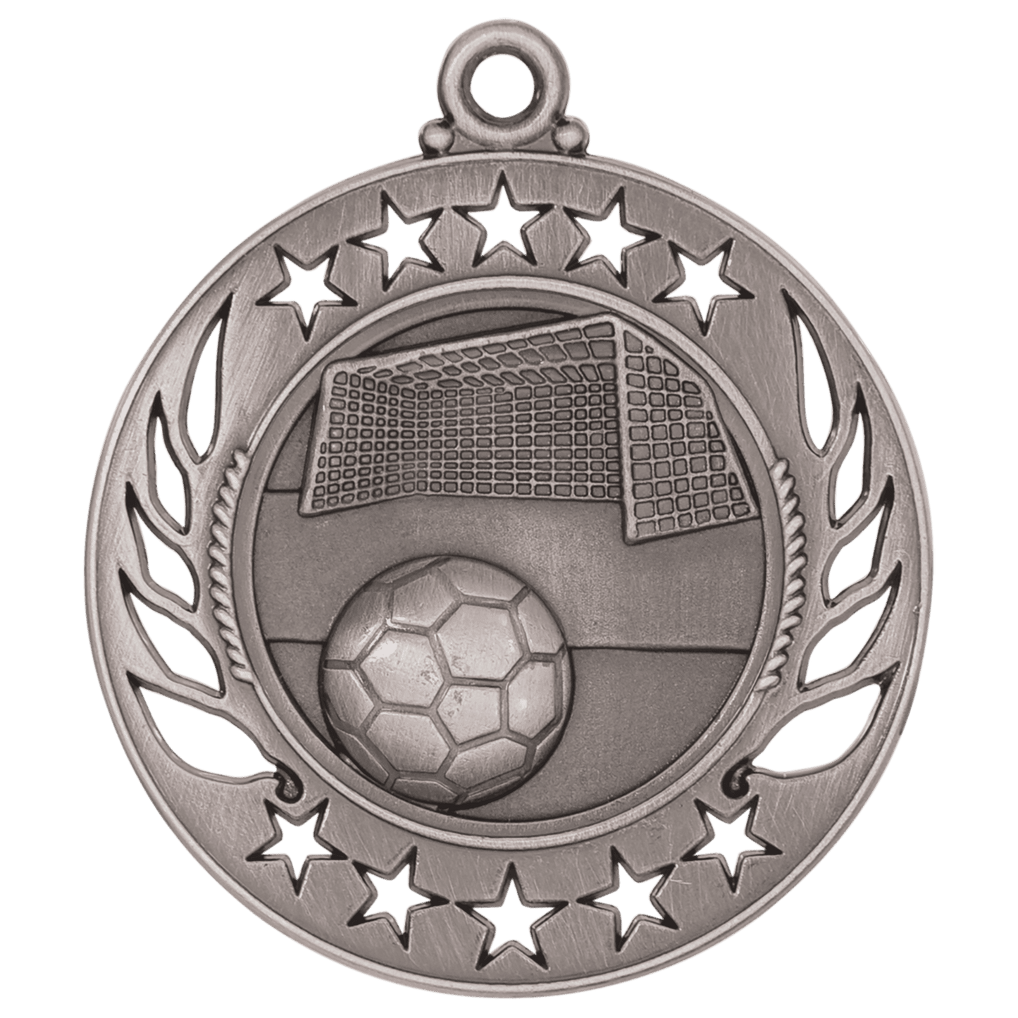 Antique Silver Soccer Galaxy Medal - 2 1/4"