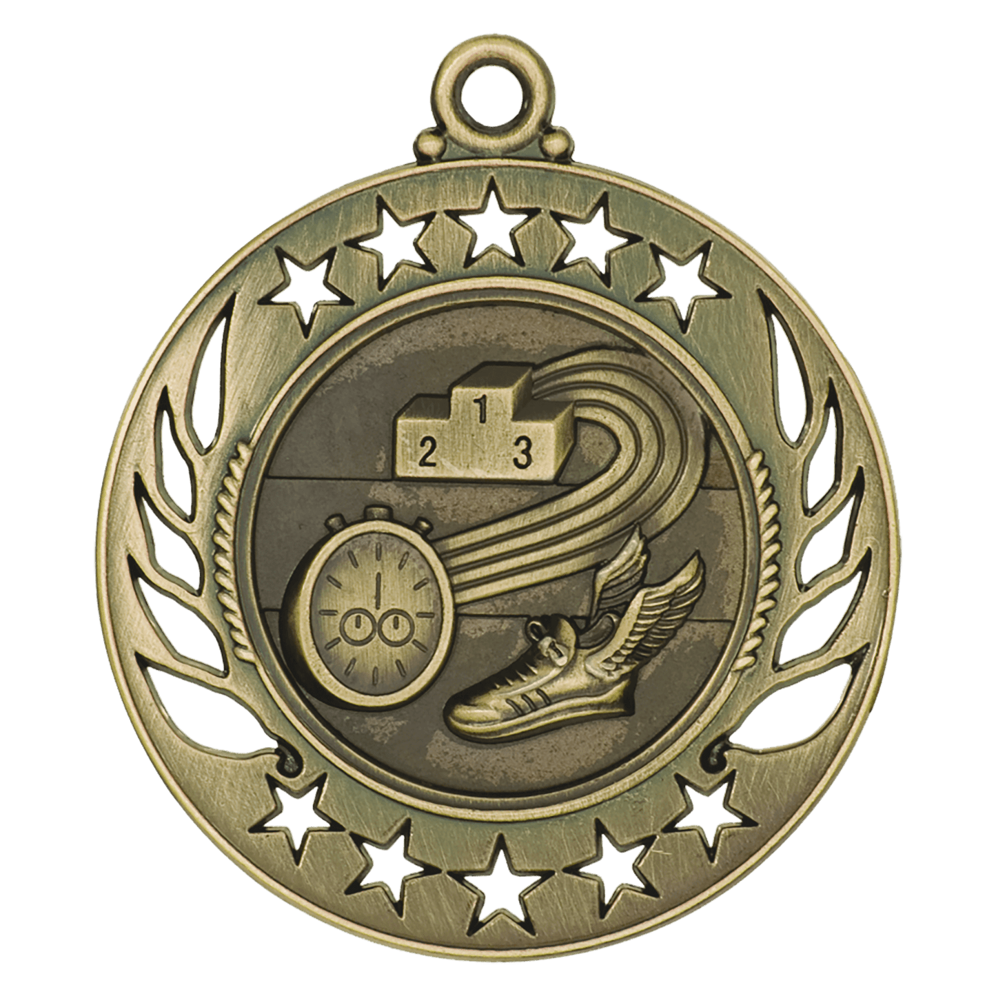2 1/4" Antique Gold Track Galaxy Medal