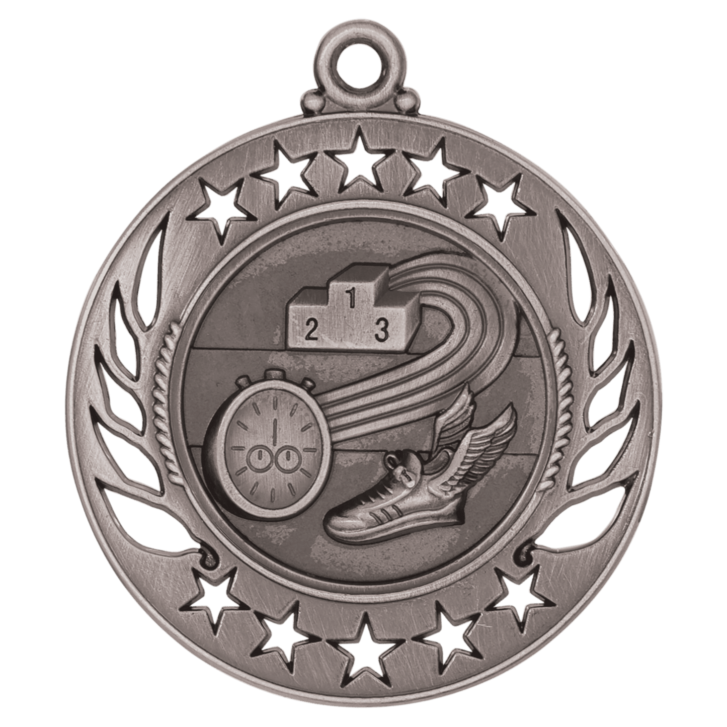 Antique Silver Track Galaxy Medal - 2 1/4"