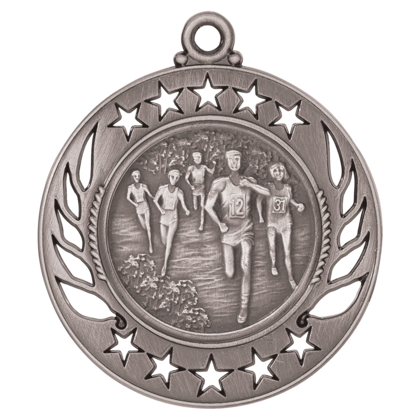 Antique Silver Cross Country Galaxy Medal - 2 1/4"