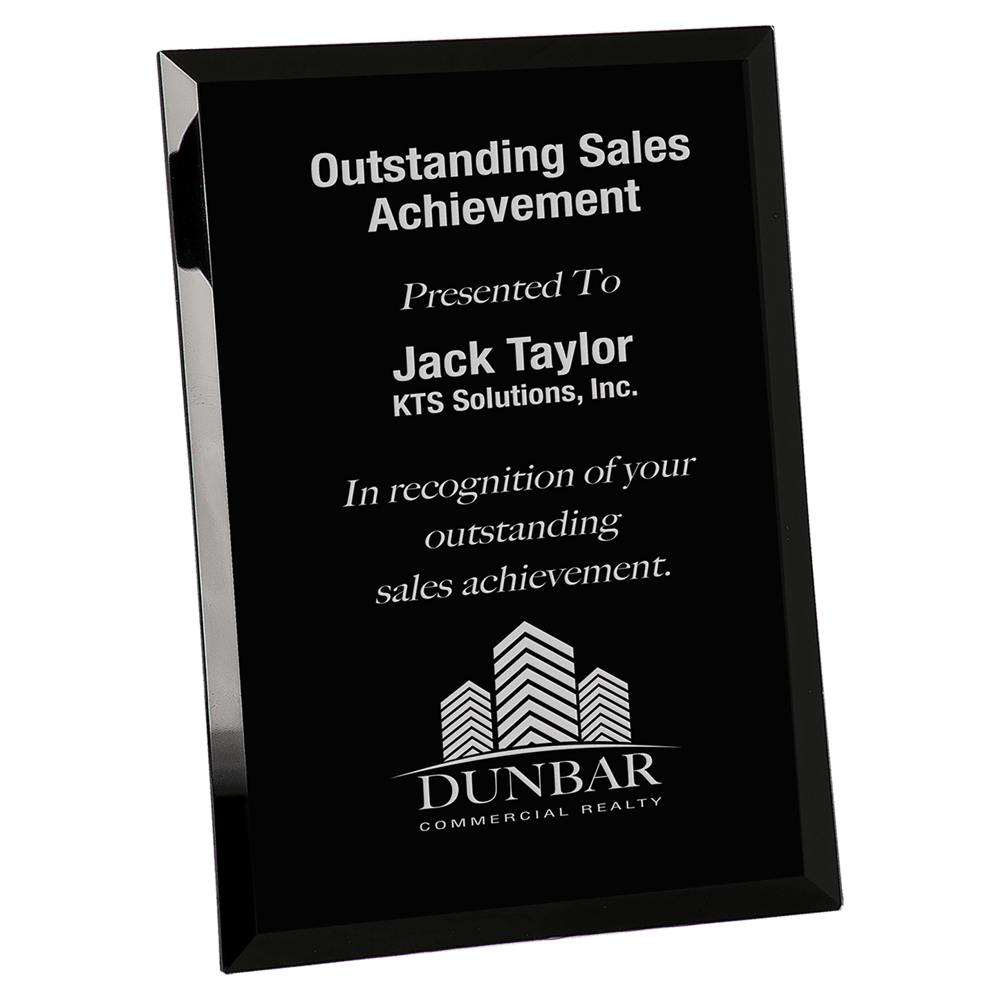 Black Glass Mirror Plaque - 9" x 12"