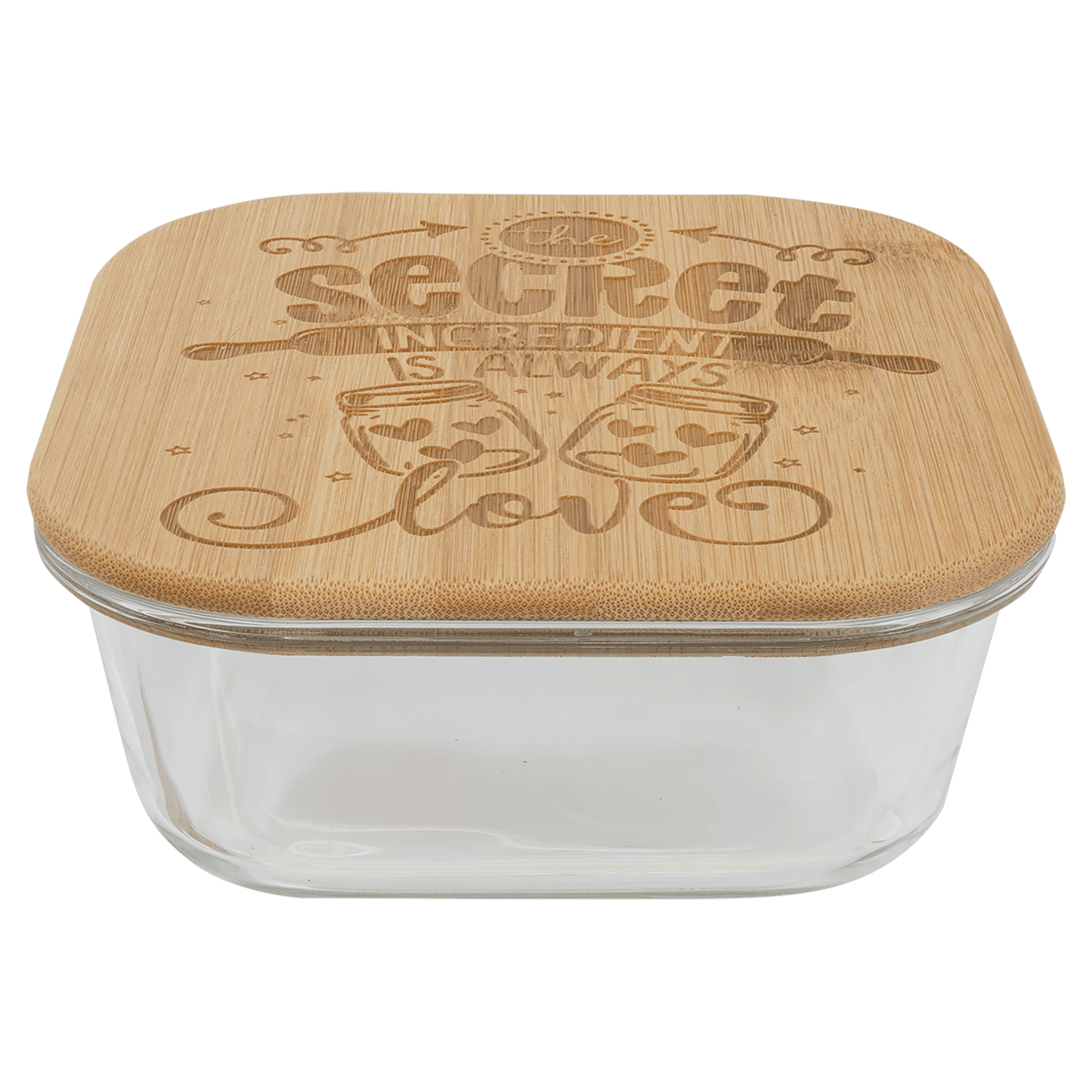 oz. Square Glass Container with Bamboo Lid - 27