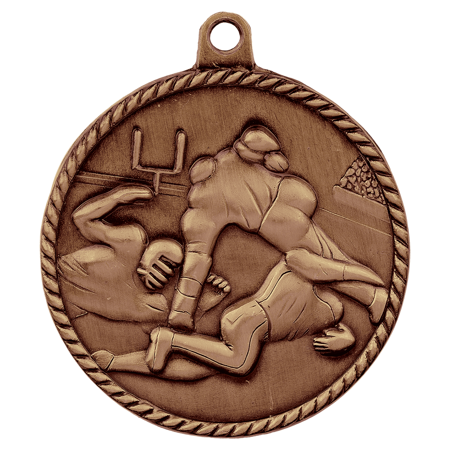 Antique Bronze Football High Relief Medal - 2"