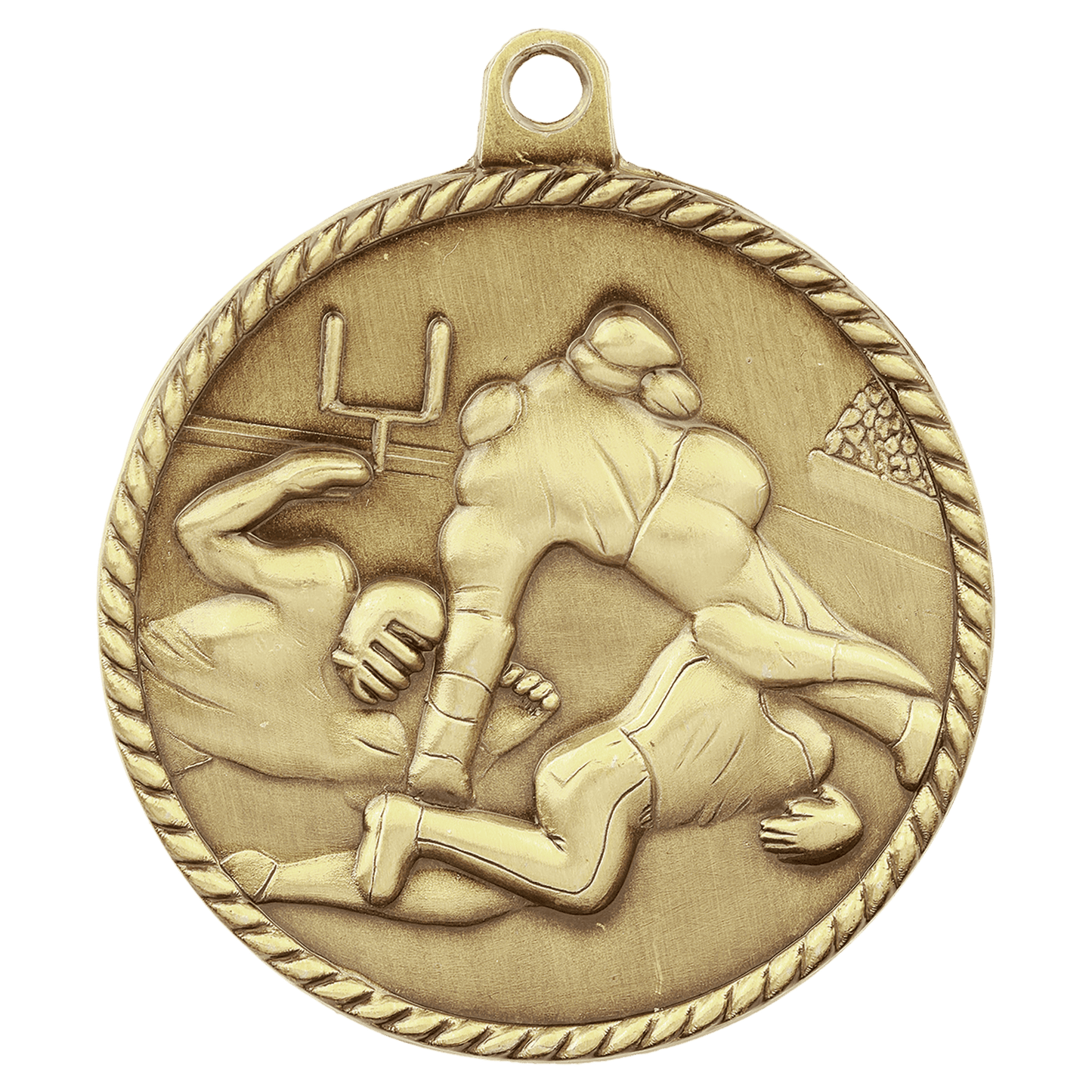 2" Antique Gold Football High Relief Medal