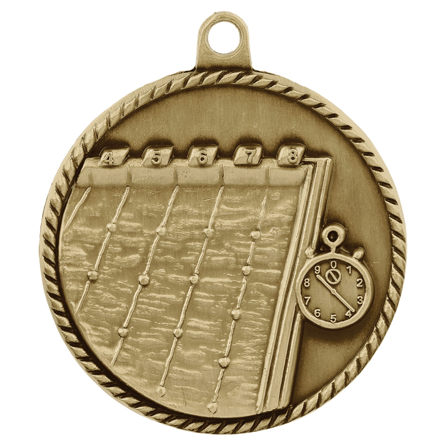 Antique Gold Swimming High Relief Medal - 2"